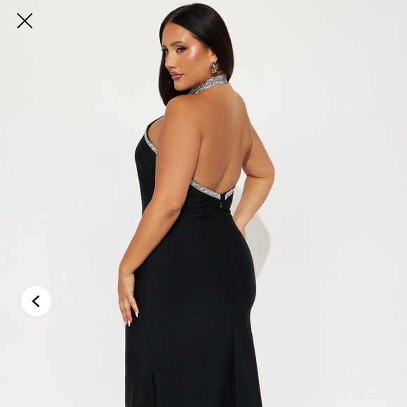 ~Elegant Black Kari Rhinestone Maxi Dress w/ Assymetric Rhinestone Trim~ - Picture 6 of 10